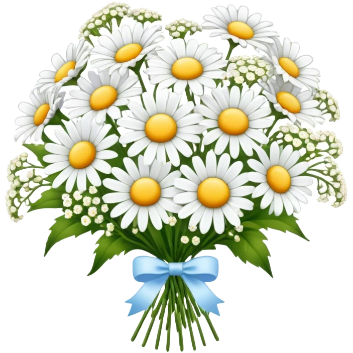 daisy and babies breath bouquet  emoji