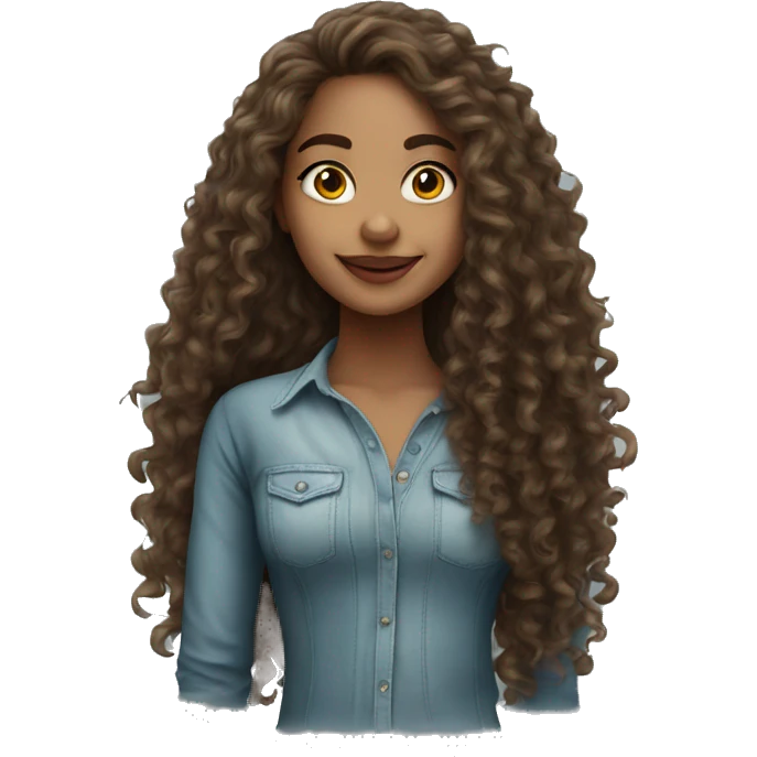 Realistic Brazilian young pretty women with a long curly hair  emoji
