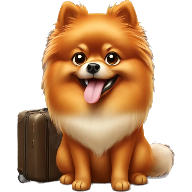 Orang Pomeranian spitz with suitcase emoji