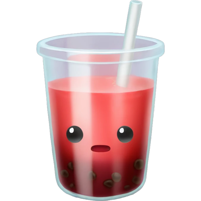 red bubble tea in a glass cup without face on emoji