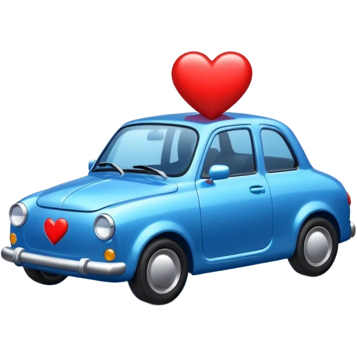 Blue car with heart emoji