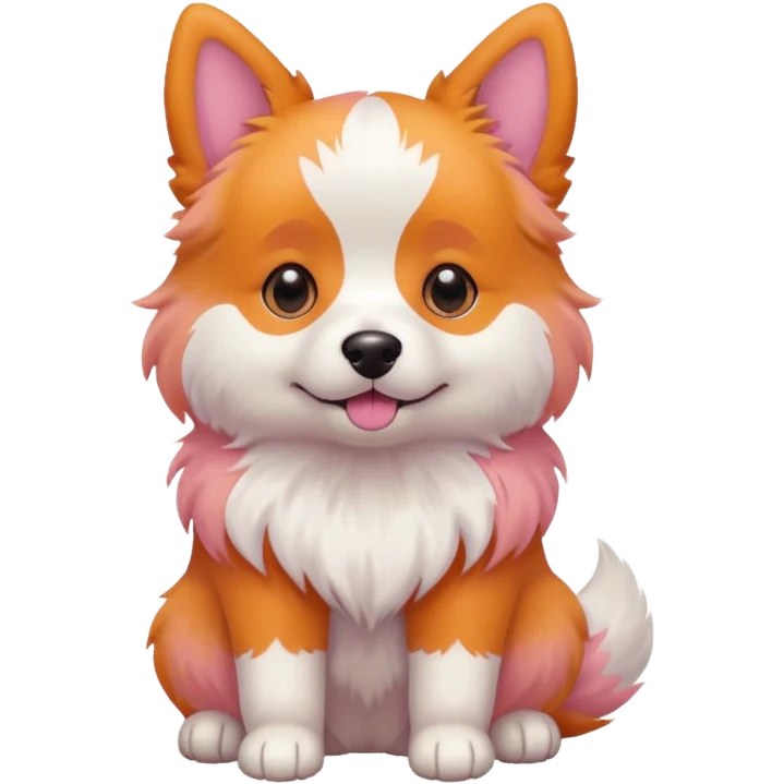 Pinkorangewhite dog in pastel sit emoji