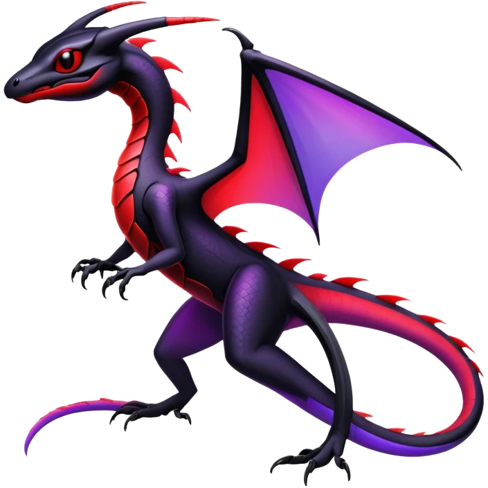 Colorful Neon Black and red and purple Gothic Edgy Tropical Flygon-Aurorus-Salandit-Amaura-Hybrid-Creature emoji