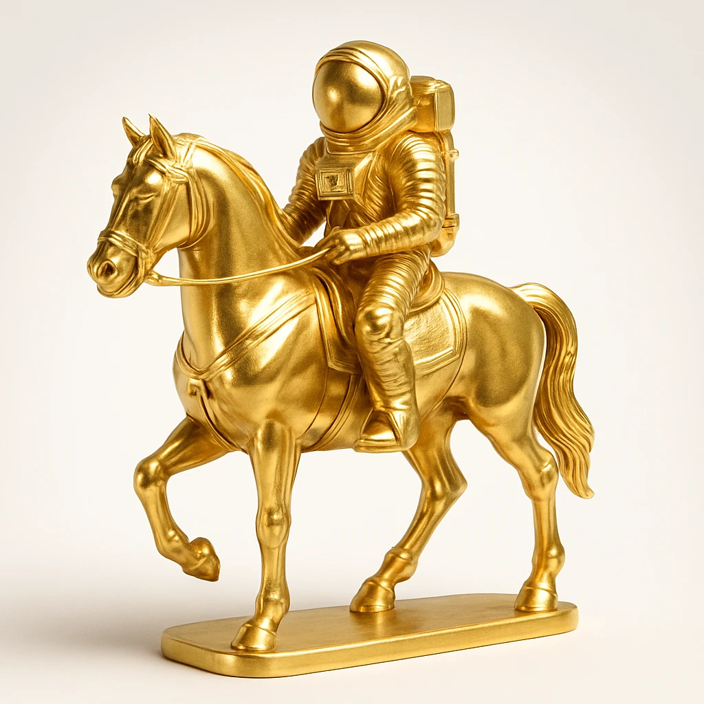 astronaut on horseback with stars in background emoji