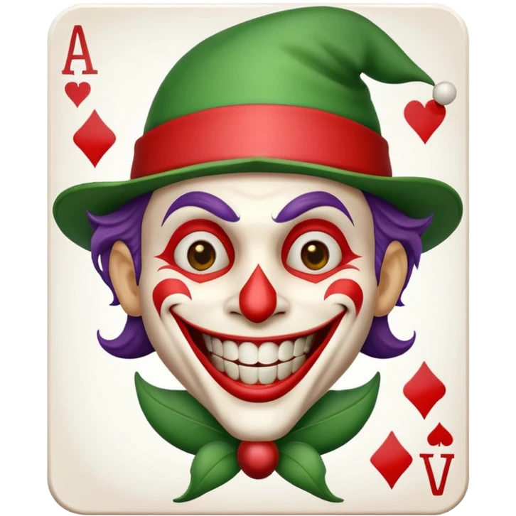 poker card with a crazy jolly joker emoji