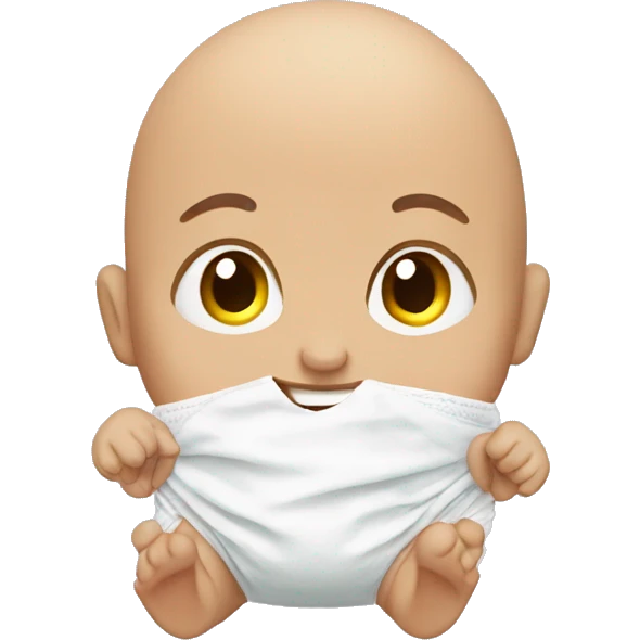 smiling bald man indoors in baby form wearing diaper emoji