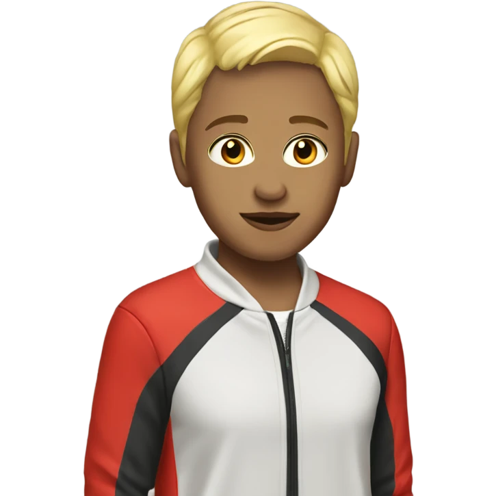 Short blonde hair red tracksuit  emoji
