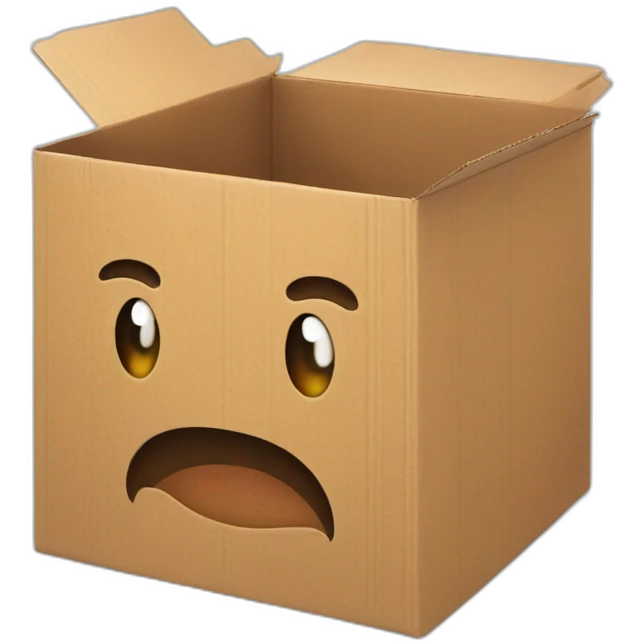 A cardboard box who streams video games emoji