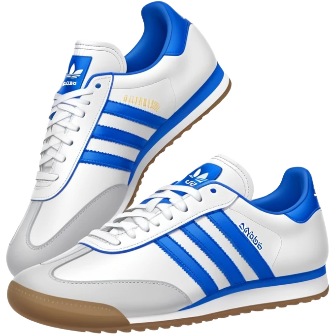 Adidas samba shoes white with blue emoji