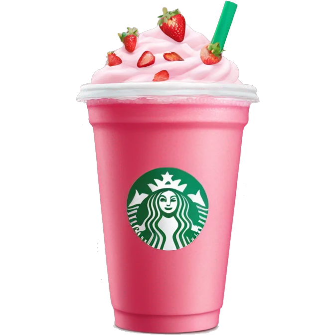 Pink drink Starbucks with strawberries in cup no whipped cream no straw emoji