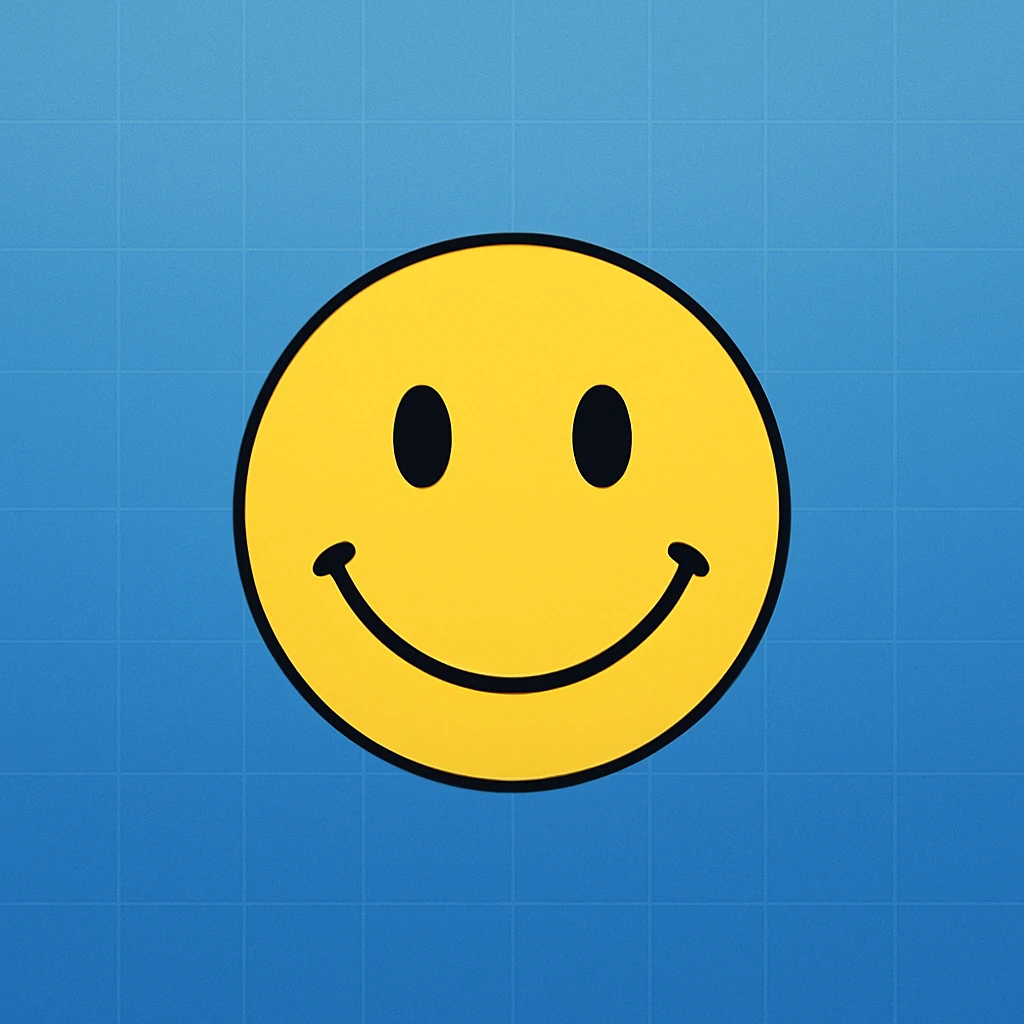 Frame 4: Background is mostly gradient, blue tint increasing, first faint grid lines appear, smiley face unchanged emoji
