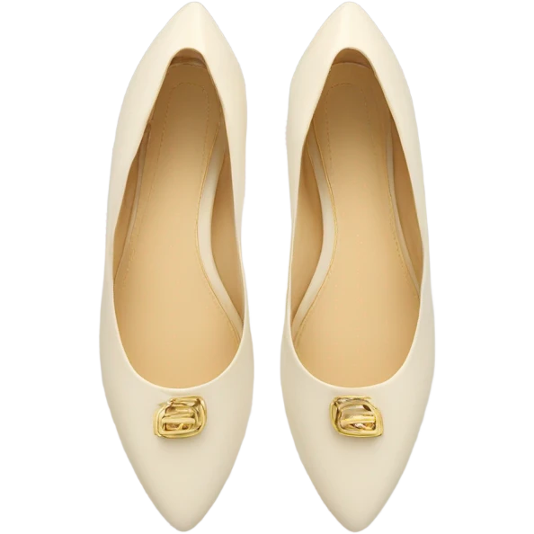 Open back flat shoes gold accents cream color  emoji