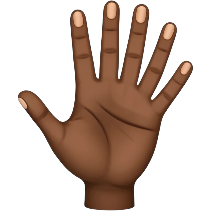 hand emoji ✋🏽 with thumb down flat on the palm of the hand to hold 4 fingers up emoji