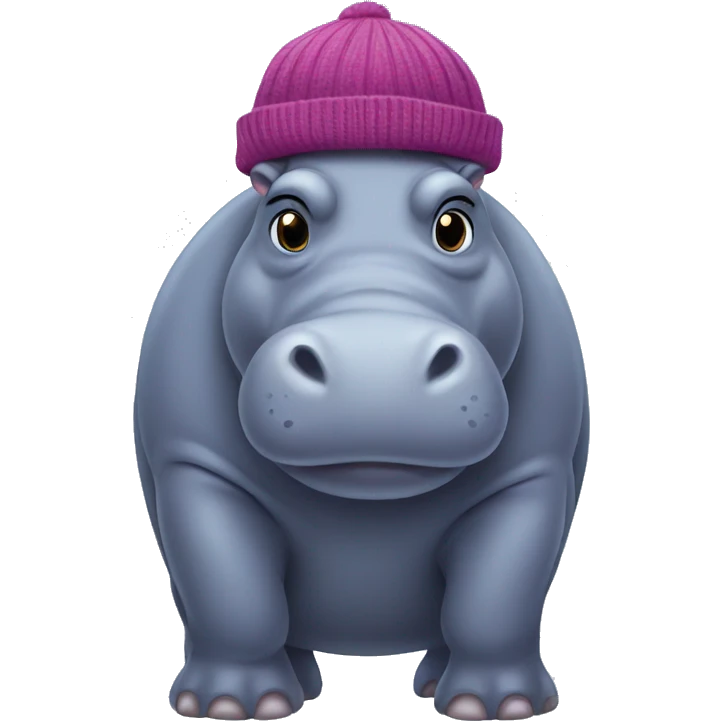 hippo with a beanie emoji