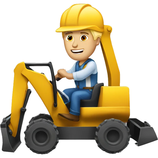Blonde man driving excavator emoji