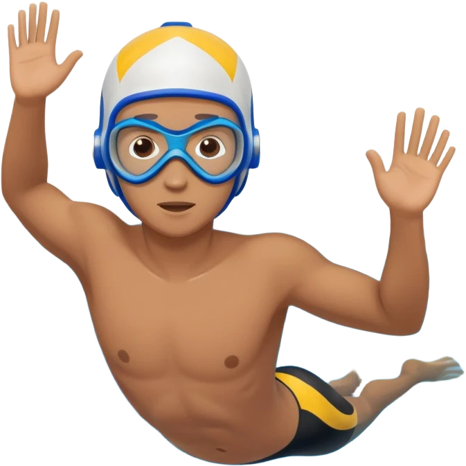 determined pool diver dives into a pool of confidence blue water  emoji
