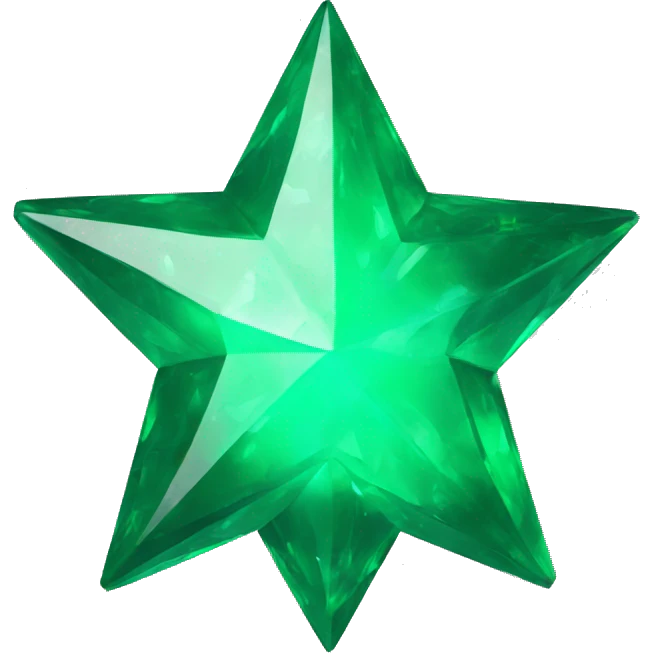3D medium sized normal emerald star emoji