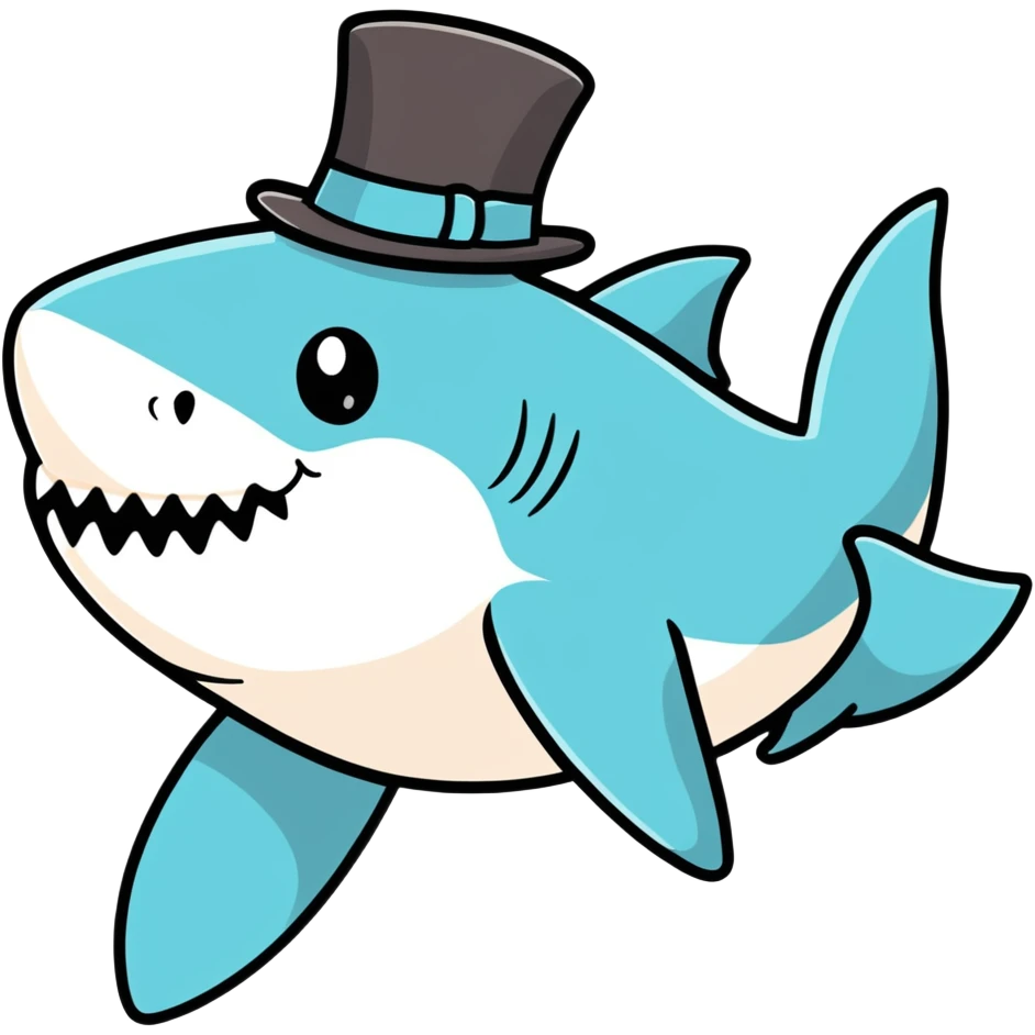 Shark with a top hat emoji