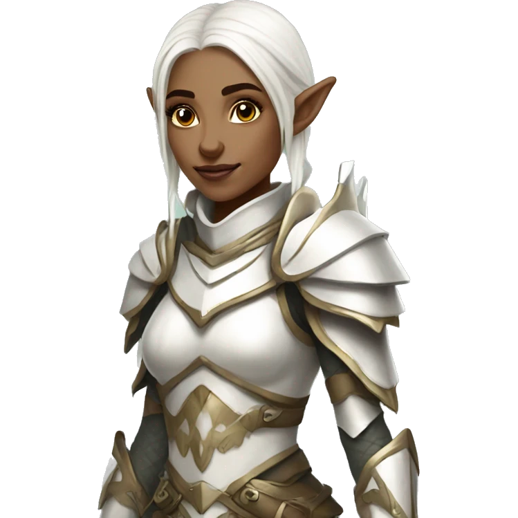 elf woman with heavy white armor fantasy emoji