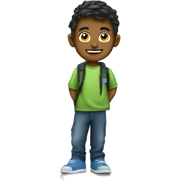 a boy standing infront of monash emoji