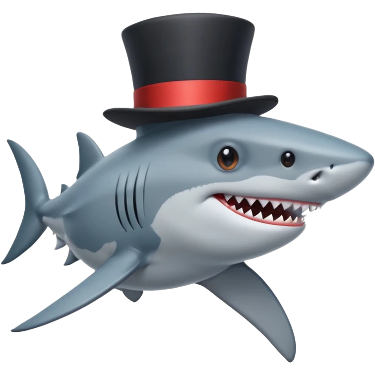 Shark with a top hat emoji