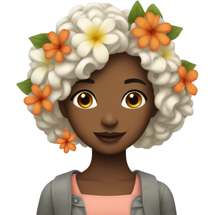 Beautiful girl with flowers emoji