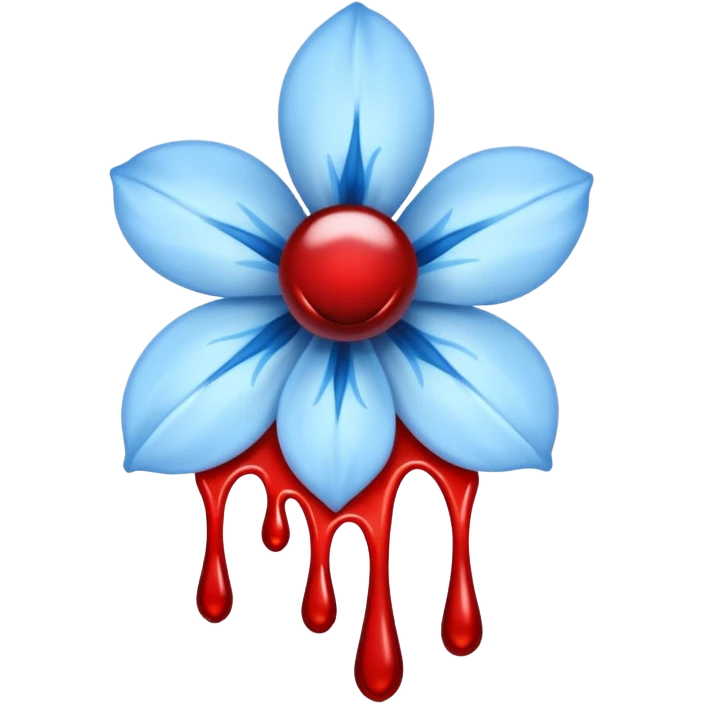 light blue flower bleeding blood emoji
