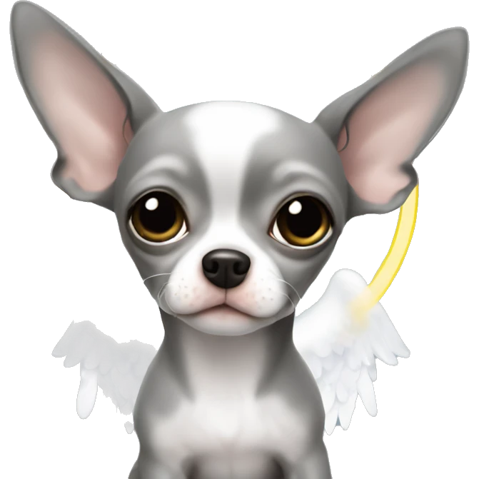 Grey chihuahua cute baby with Angel halo emoji