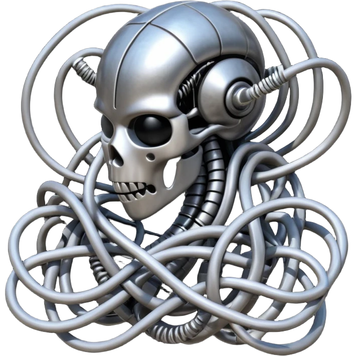 tangled cables with biomechanical textures, Giger-inspired emoji
