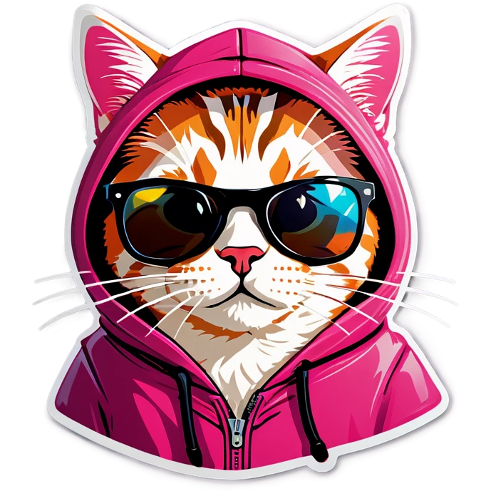 Cat with sunglasses and hood emoji