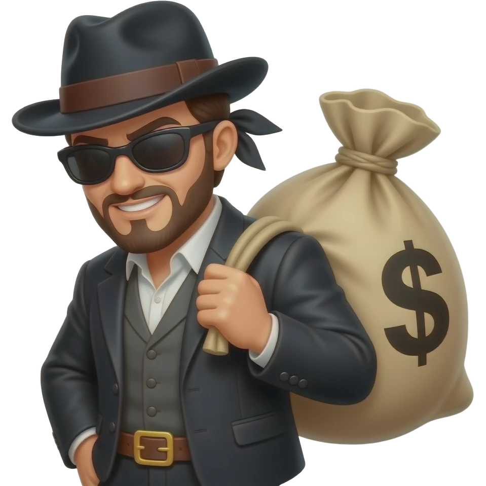 Bandit mit Geld Sack über Schulter emoji