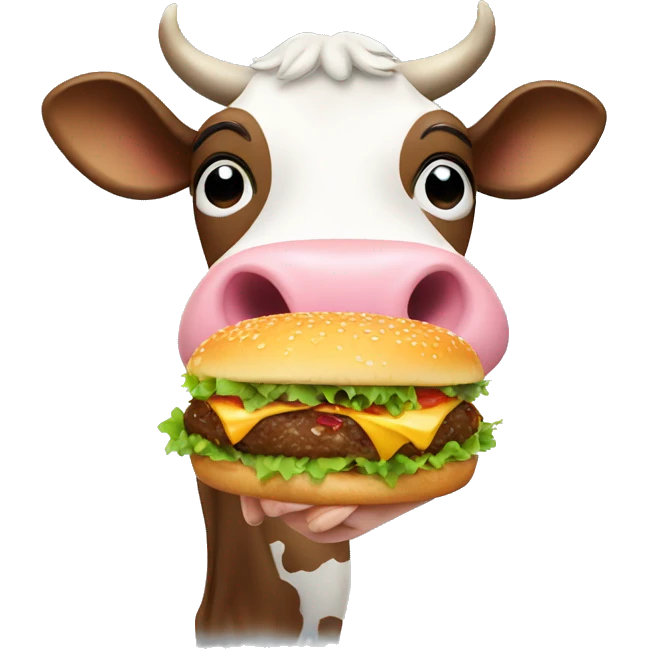 Cow holding a hamburger  emoji