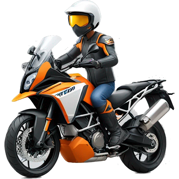 Man wearing Thursday's clothes riding a KTM 1290 super adventure emoji