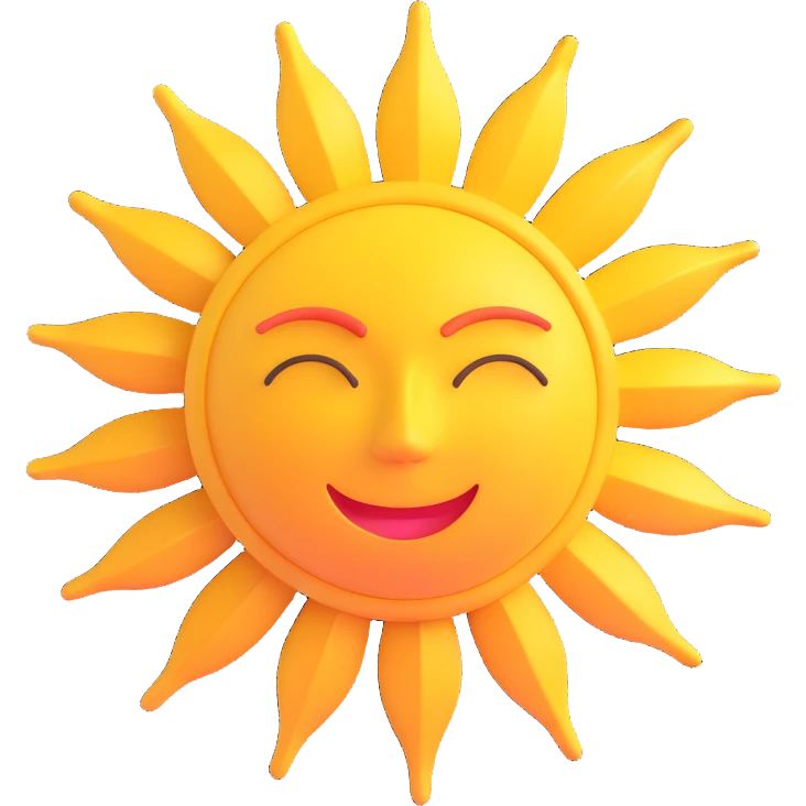 3D style minimalist sun without face or facial features, only rays and circle, suitable for Discord role icon emoji