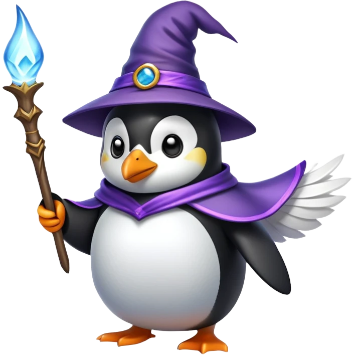 penguin wizard casting a spell emoji