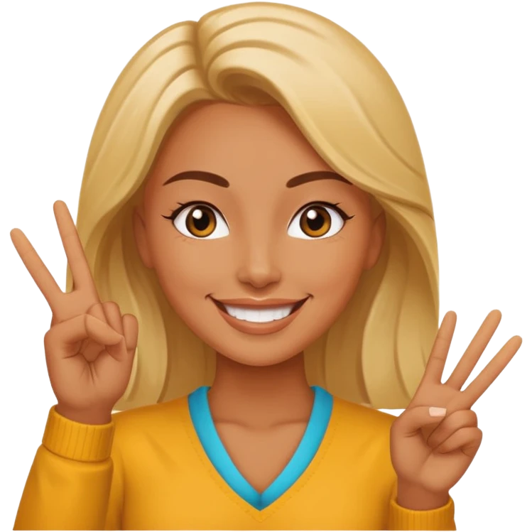 뻔뻔하고 기쎈 여자가 브이하는 모습 emoji