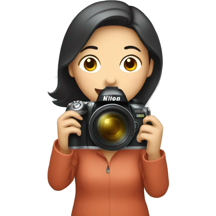 asian woman holding a nikon camera emoji