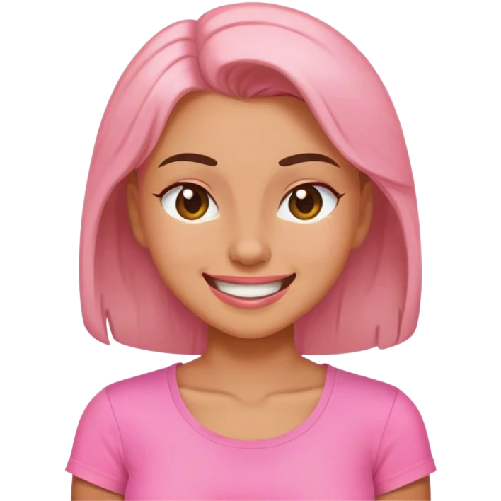 smiling girl in pink shirt winking emoji