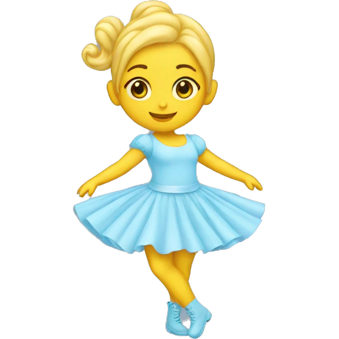 Yellow Dancer girl wearing light baby blue emoji