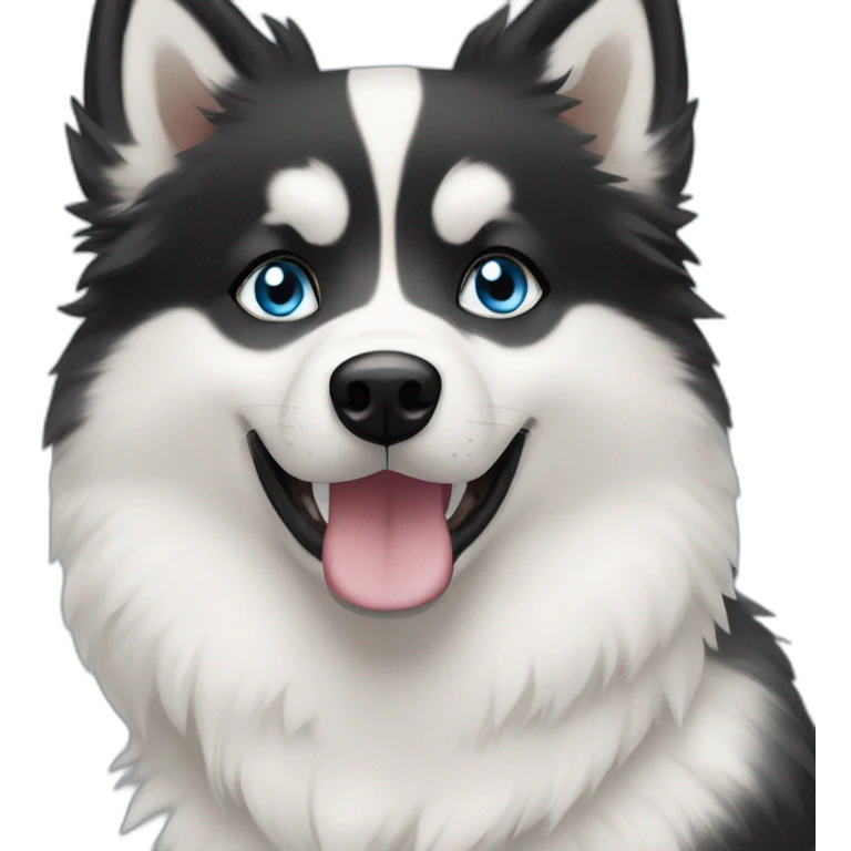 White women black hair pomsky blue eyes emoji