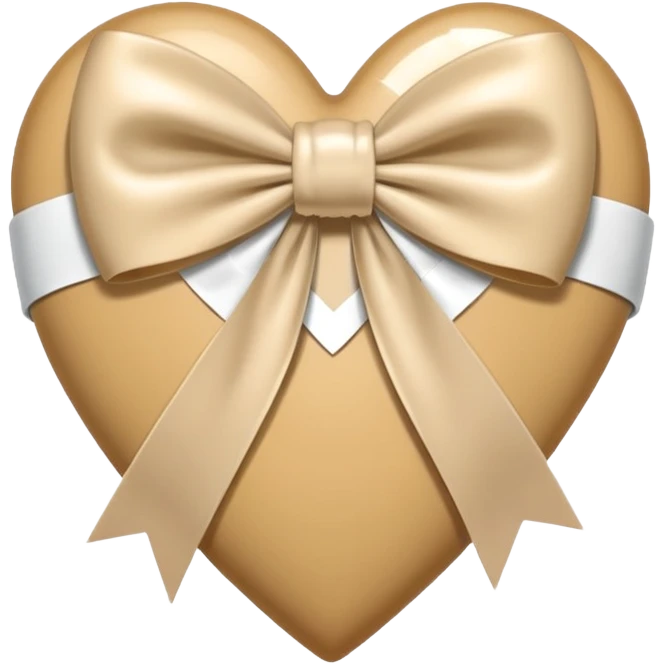 Beige heart with white ribbon and bow  emoji