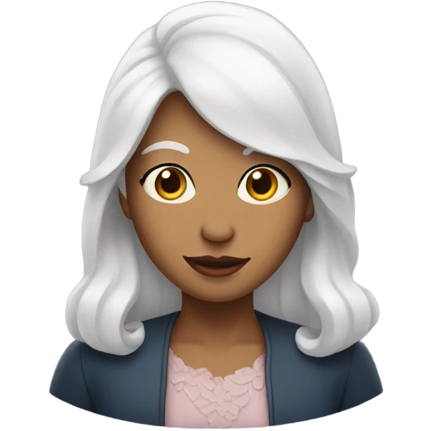heart shape face white hair lady emoji
