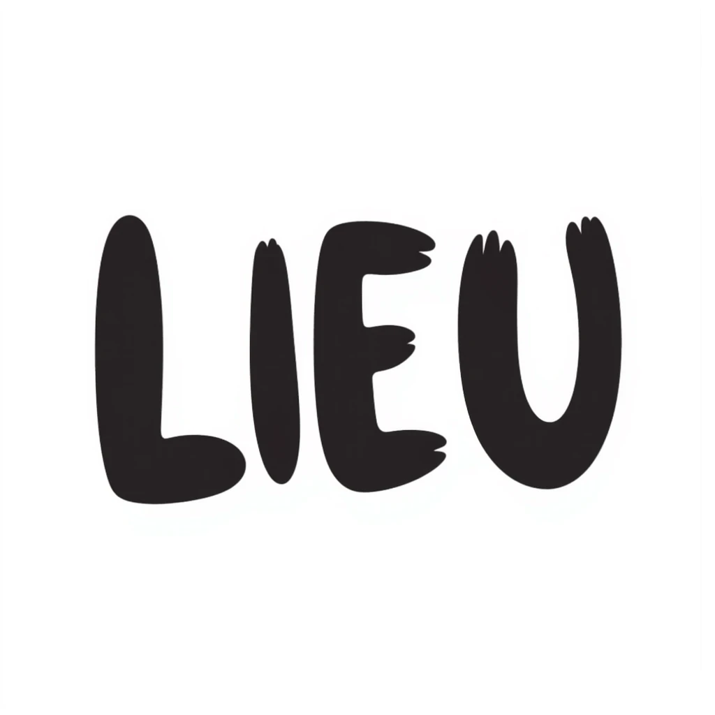 The word "LIEU" in a handwritten style emoji