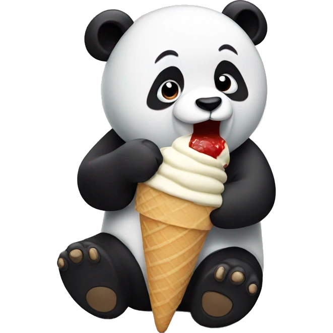Panda eating ice cream emoji
