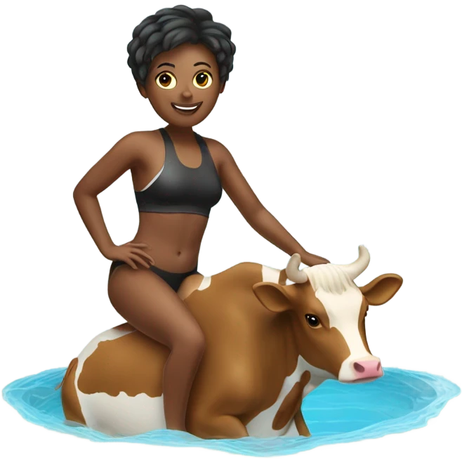 swimmer on cow emoji