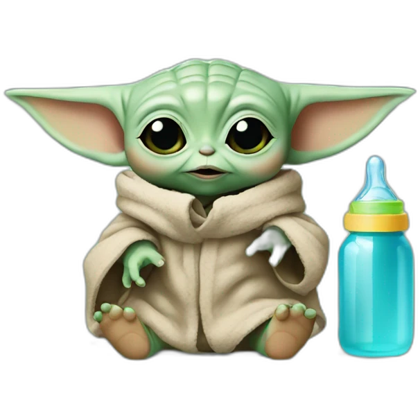 baby yoda with baby bottle emoji
