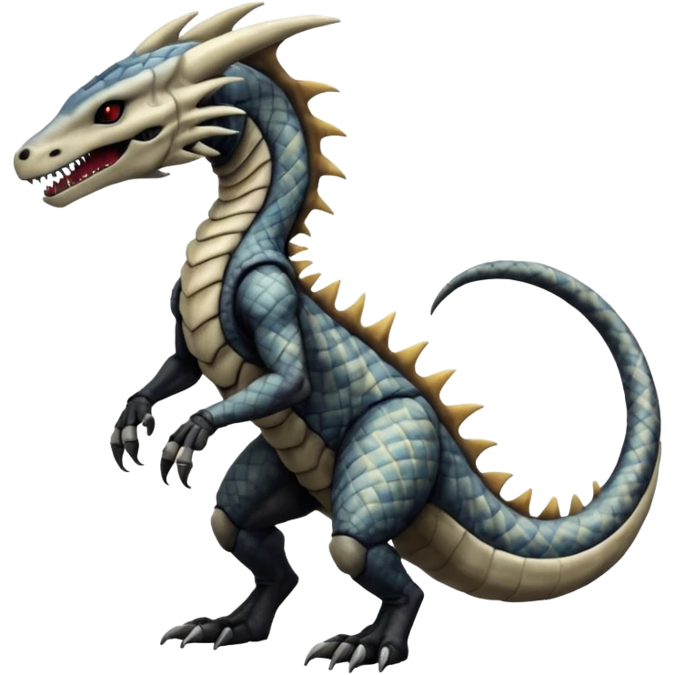 Marowak-Marowak-Sergal-Salandit-Xenomorph-hybrid-fantasy-creature (full body) with colored scale pattern markings emoji