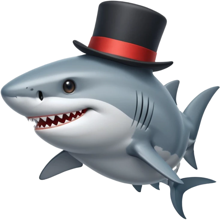 Shark with a top hat emoji