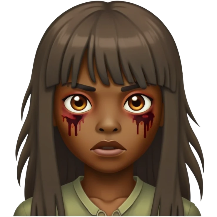 zumbi com cabelo longo e franja emoji