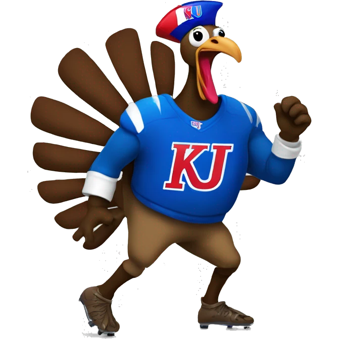 cartoon Turkey dancing with KU Football emoji